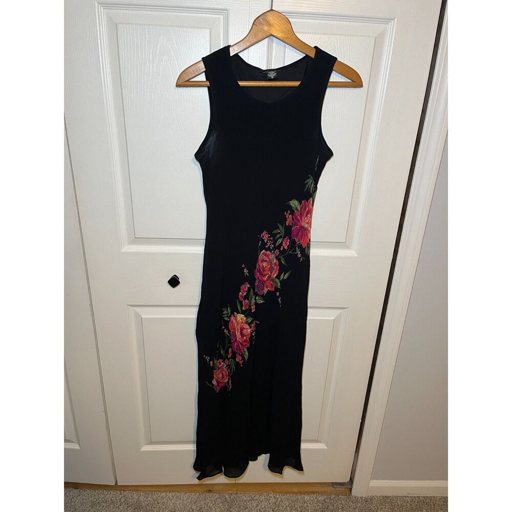 American Angel Black Floral Sleeveless Maxi Dress Women's Small
